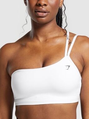 Gymshark One-Shoulder Sports Bra in White